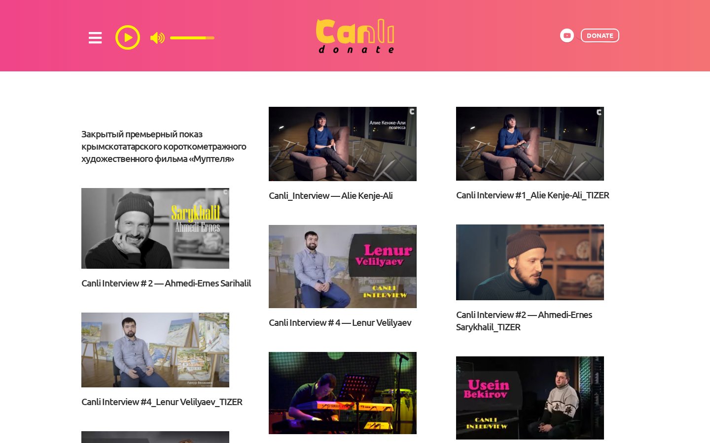 Canli Radio - онлайн-радио и медиаплатформа крымскотатарской культуры — внутренняя страница
