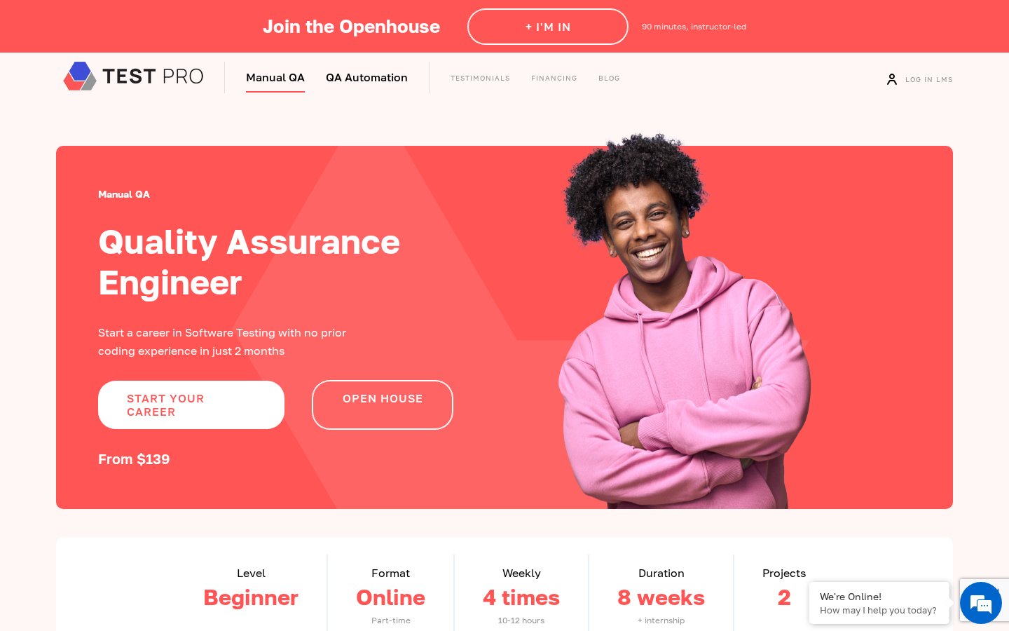 TEST PRO - сайт американского QA-буткемпа на ноутбуке